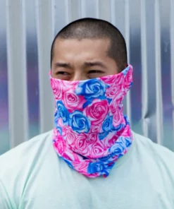 Andrew - Agent Field Of Roses Seamless Mask Bandana - Blue/Pink